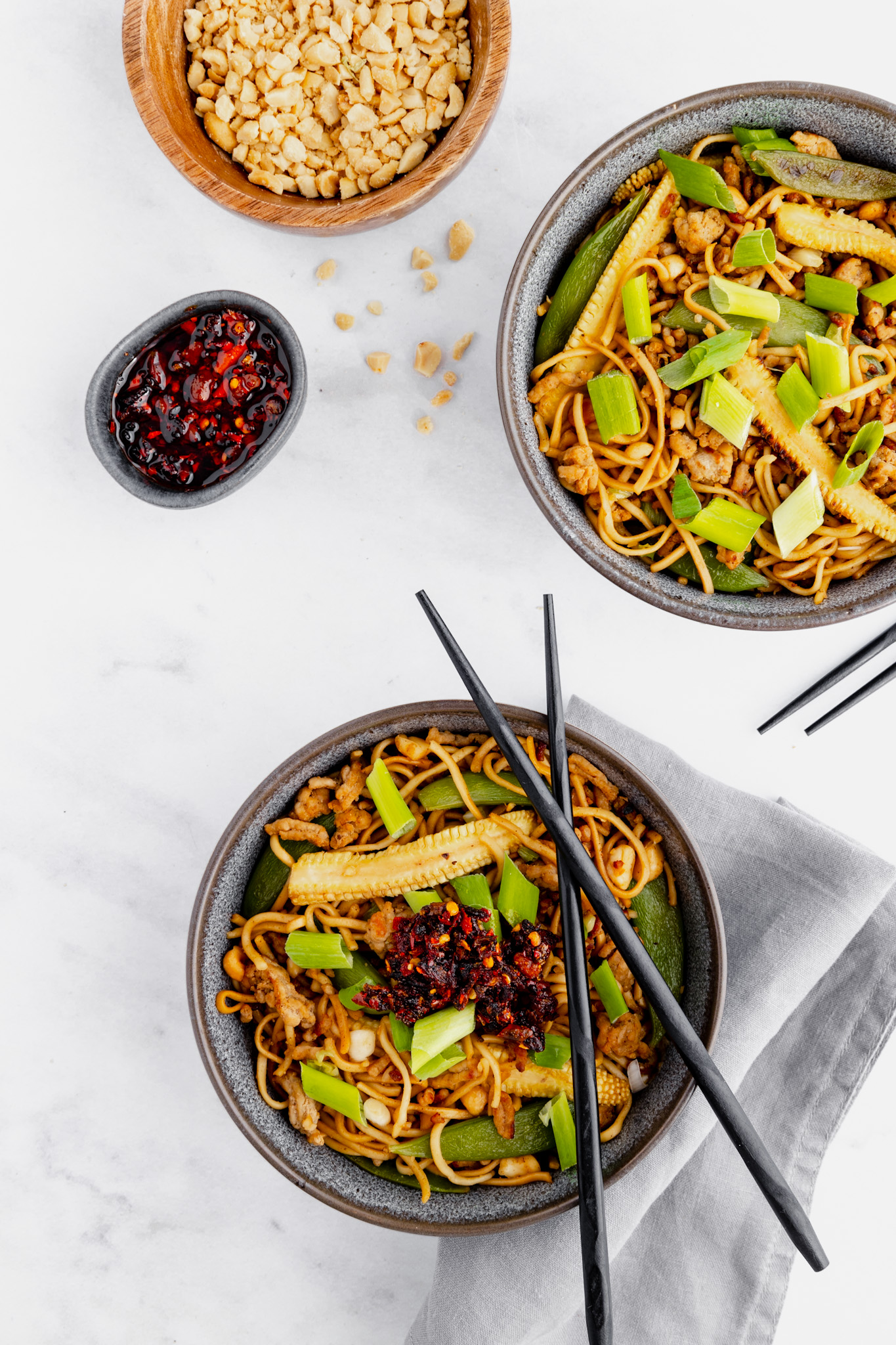 Hoisin Pork Noodles - pork and peanut noodles