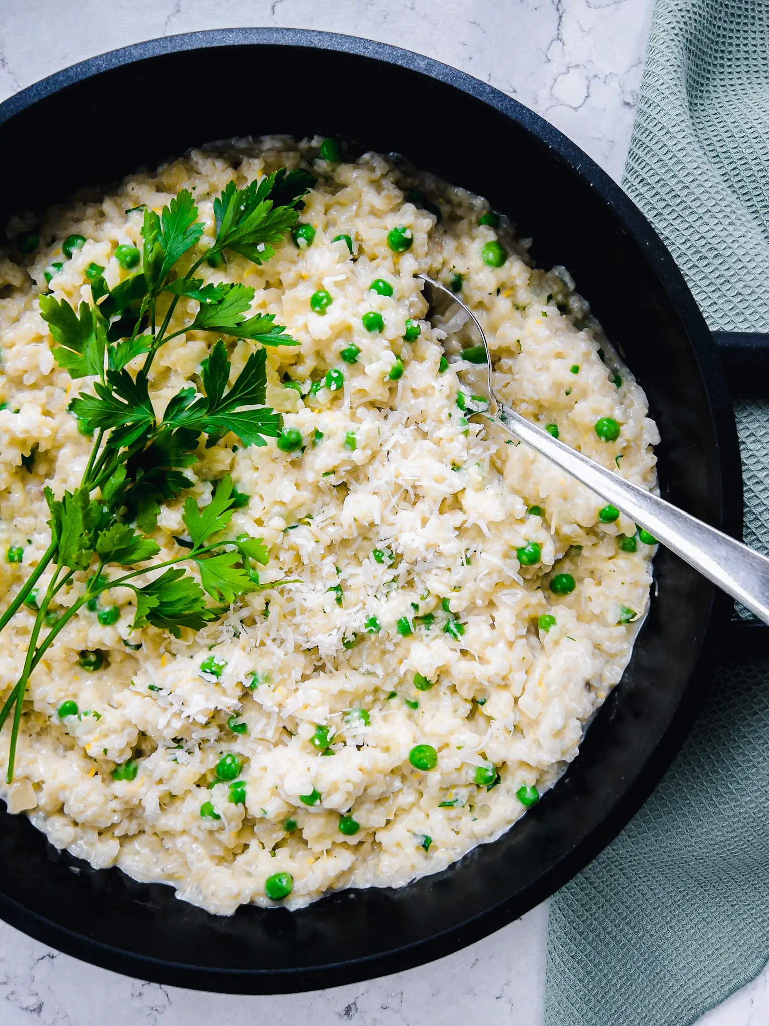 Lemon Pea Risotto (Oven Baked) - family meals