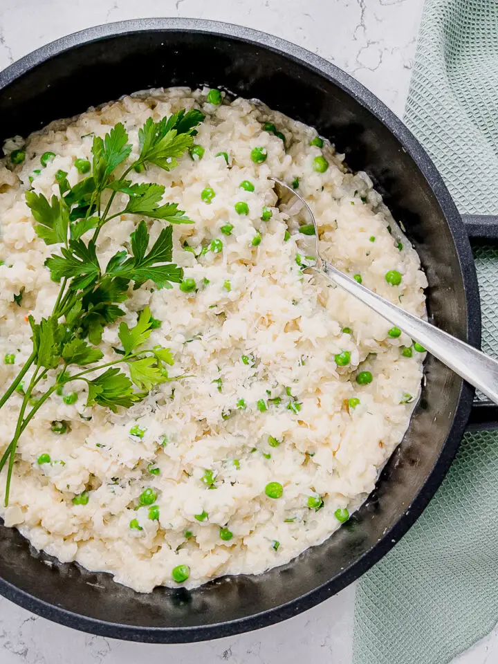 Lemon pea risotto - easy oven baked recipe
