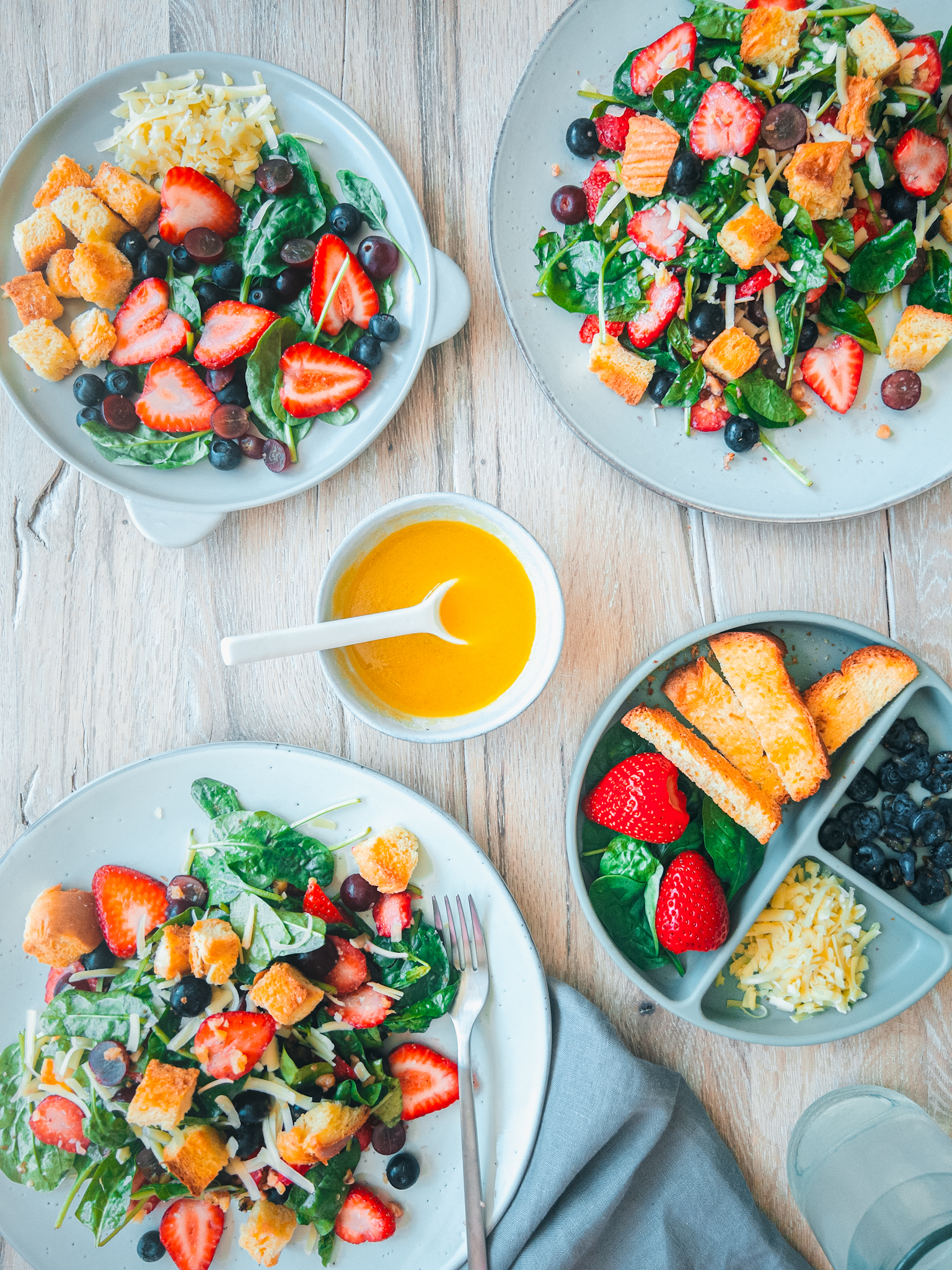Spinach and Fruit Salad - family meals suitable for baby led weaning