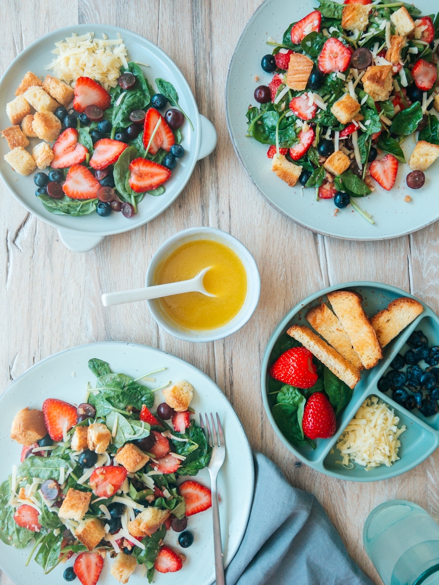 strawberry spinach salad baby friendly family meal