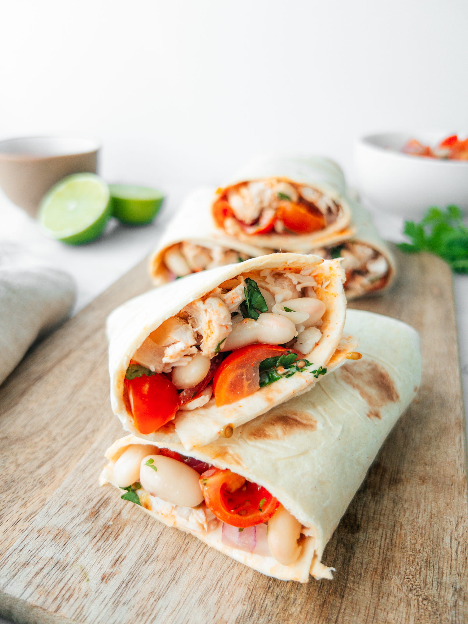 Chicken White Bean and Tomato Wraps - chicken wrap recipes