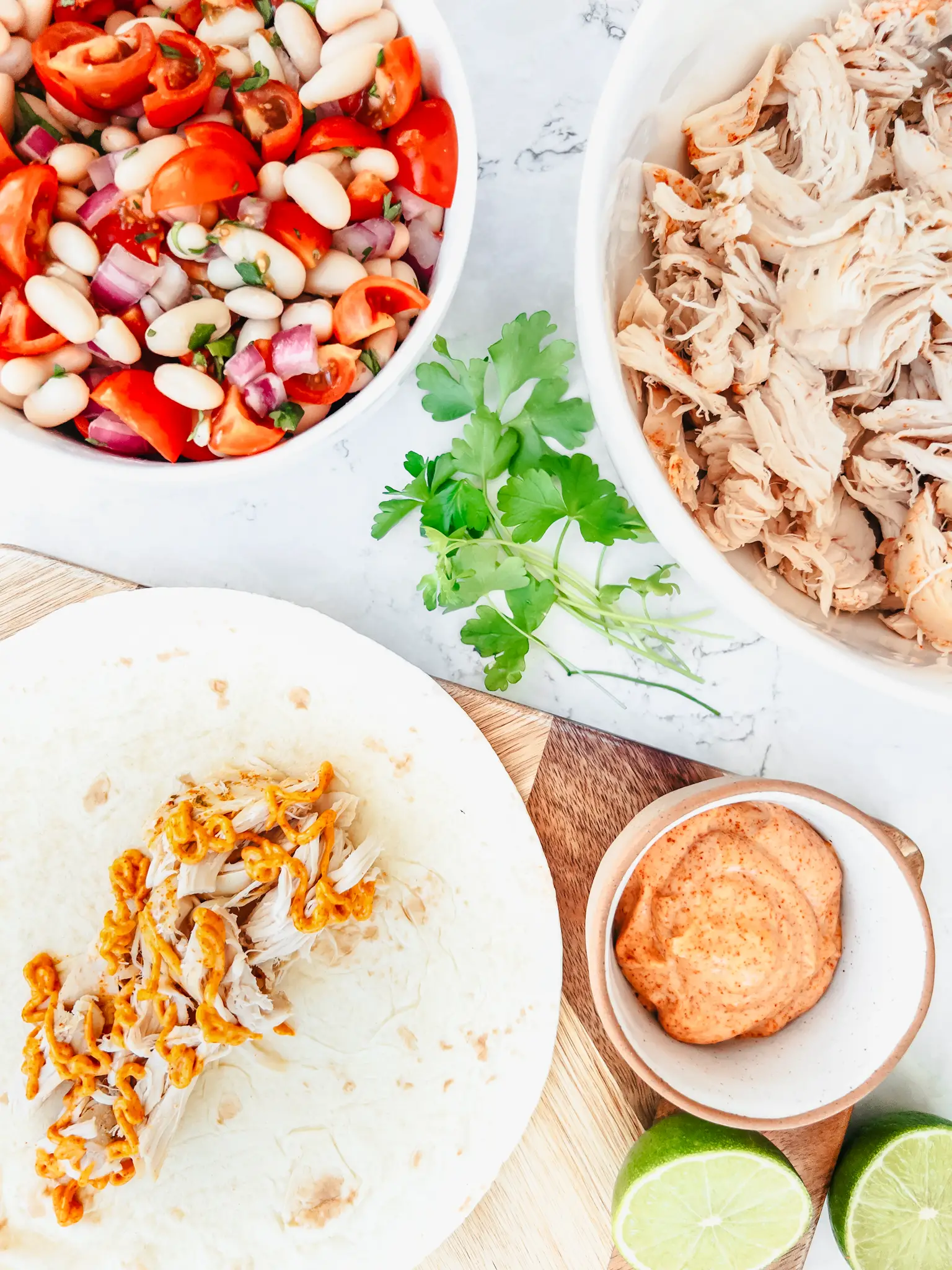 Chicken Wraps with Marinated Tomato Salad