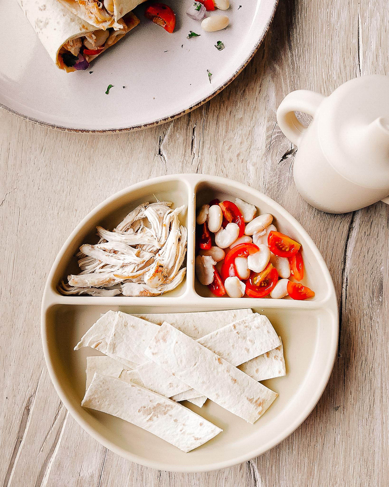 Shredded chicken for baby led weaning