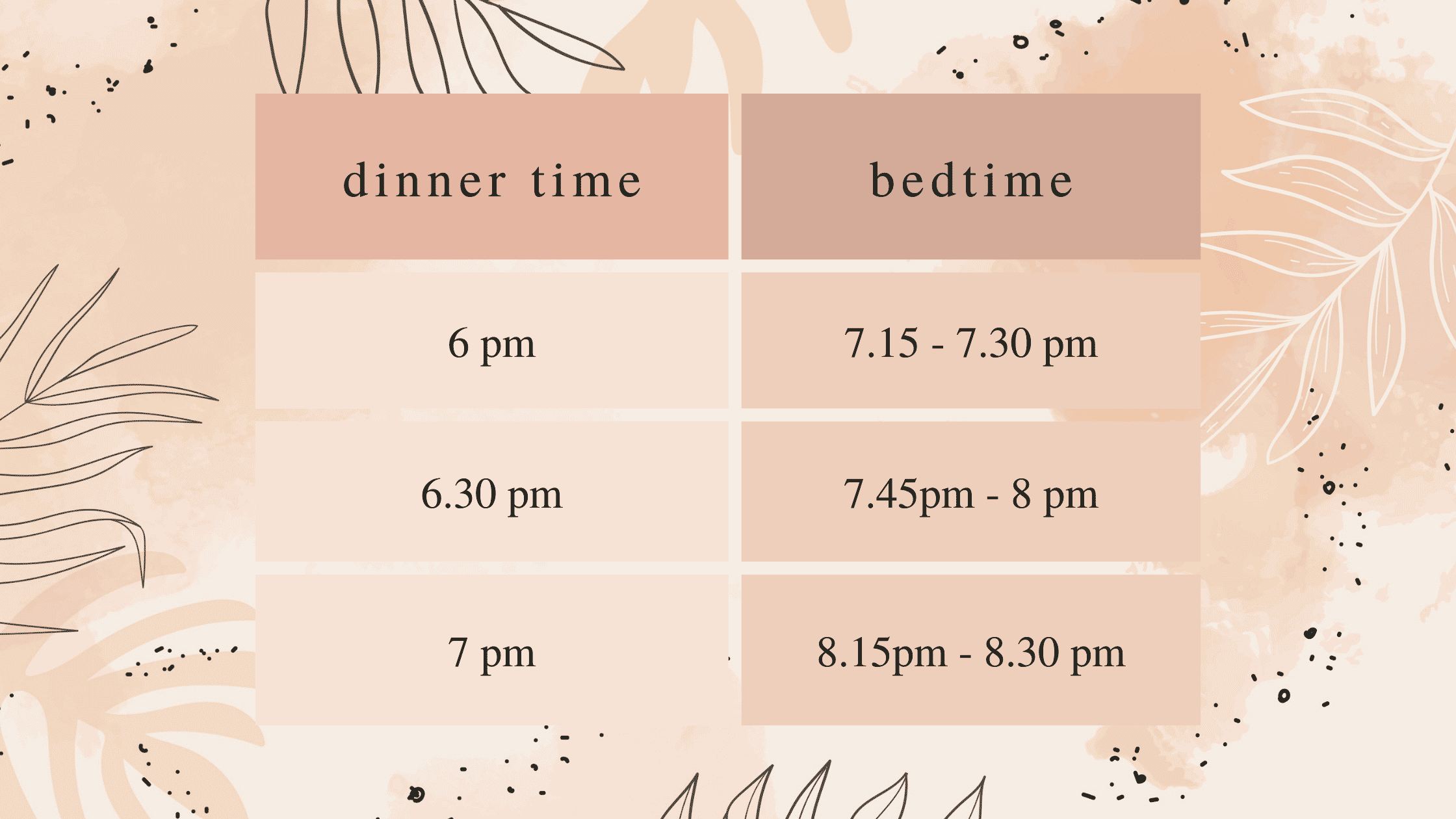 Bedtime / Dinner Time Routines for Younger Children Eating Family Meals