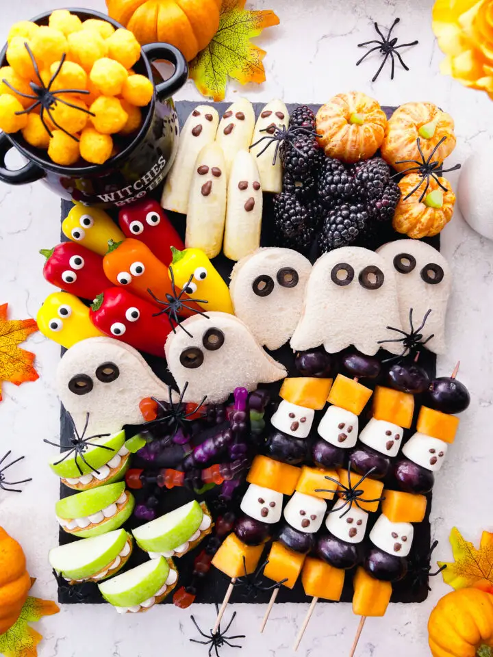 Halloween Snack Board for kids - healthy snack board