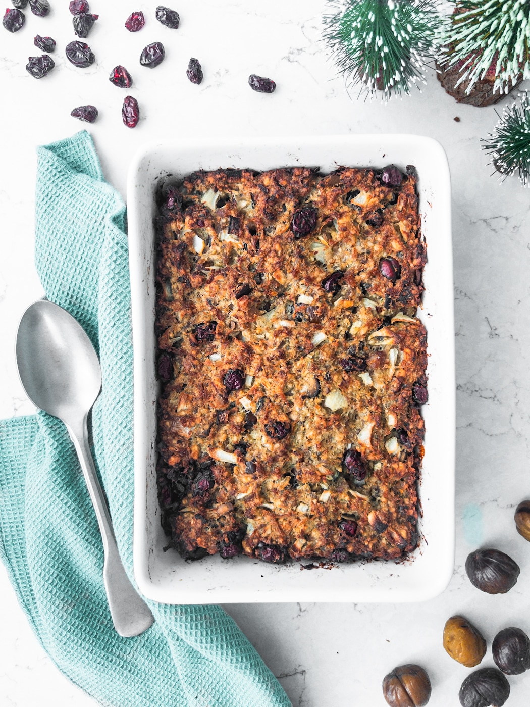 Cranberry & Chestnut Sausage Stuffing - Make in advance christmas side dishes