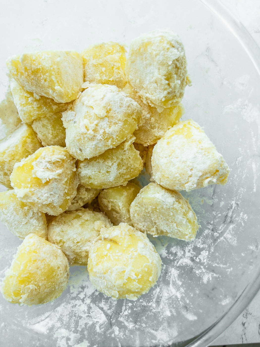 Flour coated potatoes