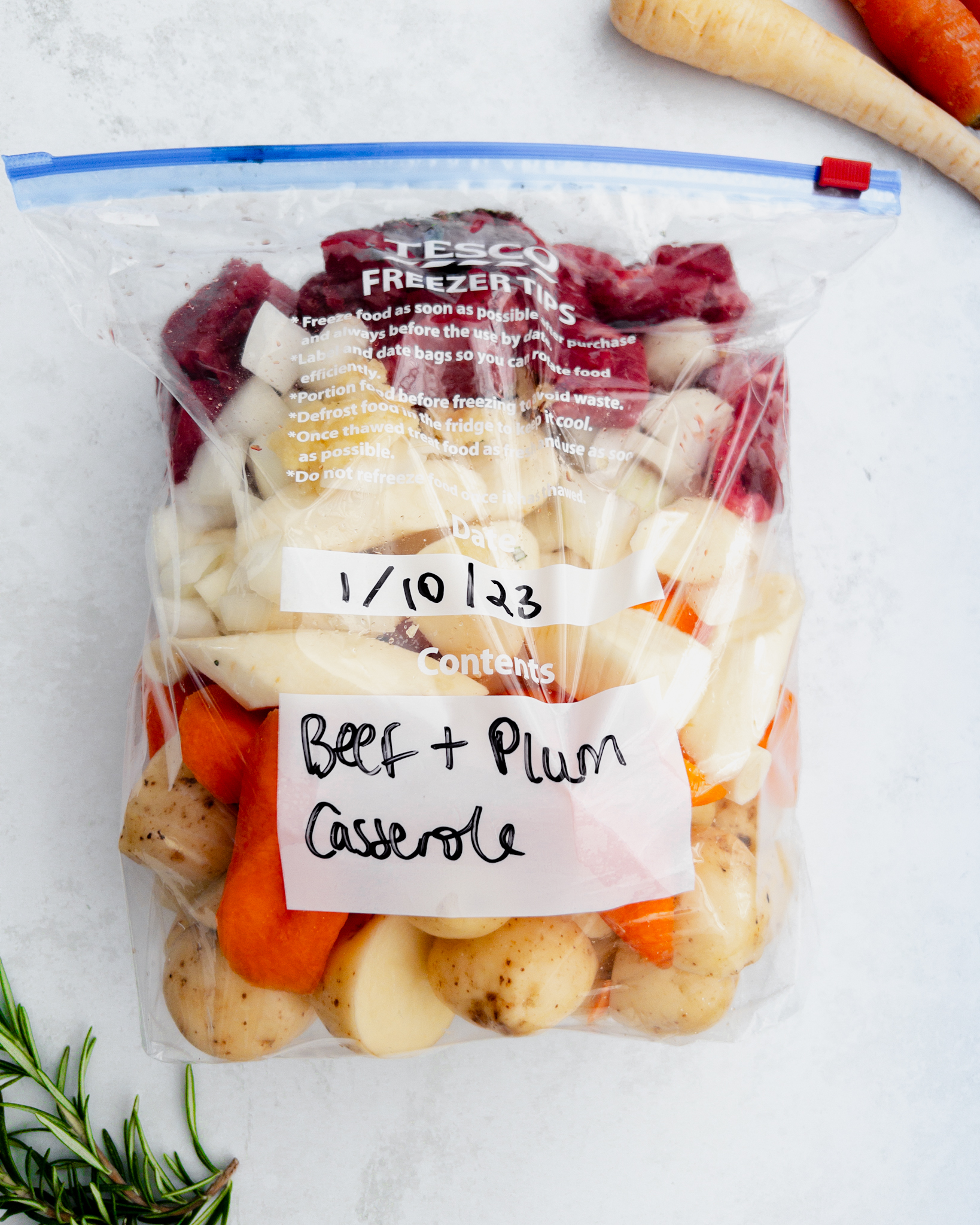 Beef and plum casserole freezer dump bag