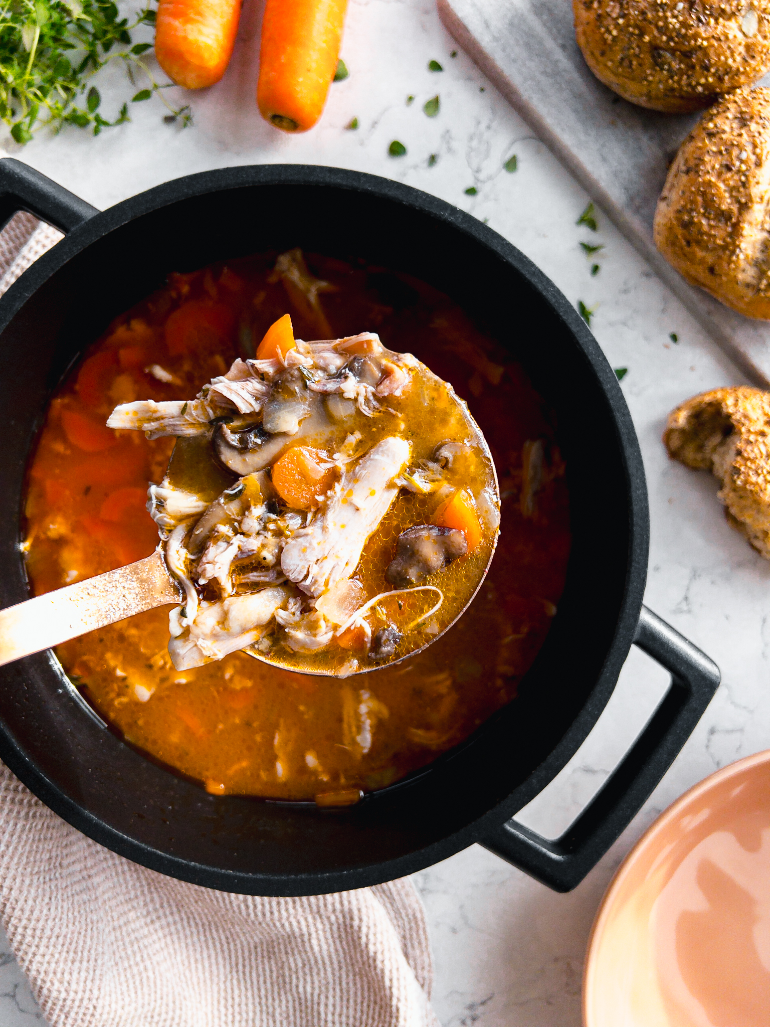 Chicken and Bacon Soup with vegetables