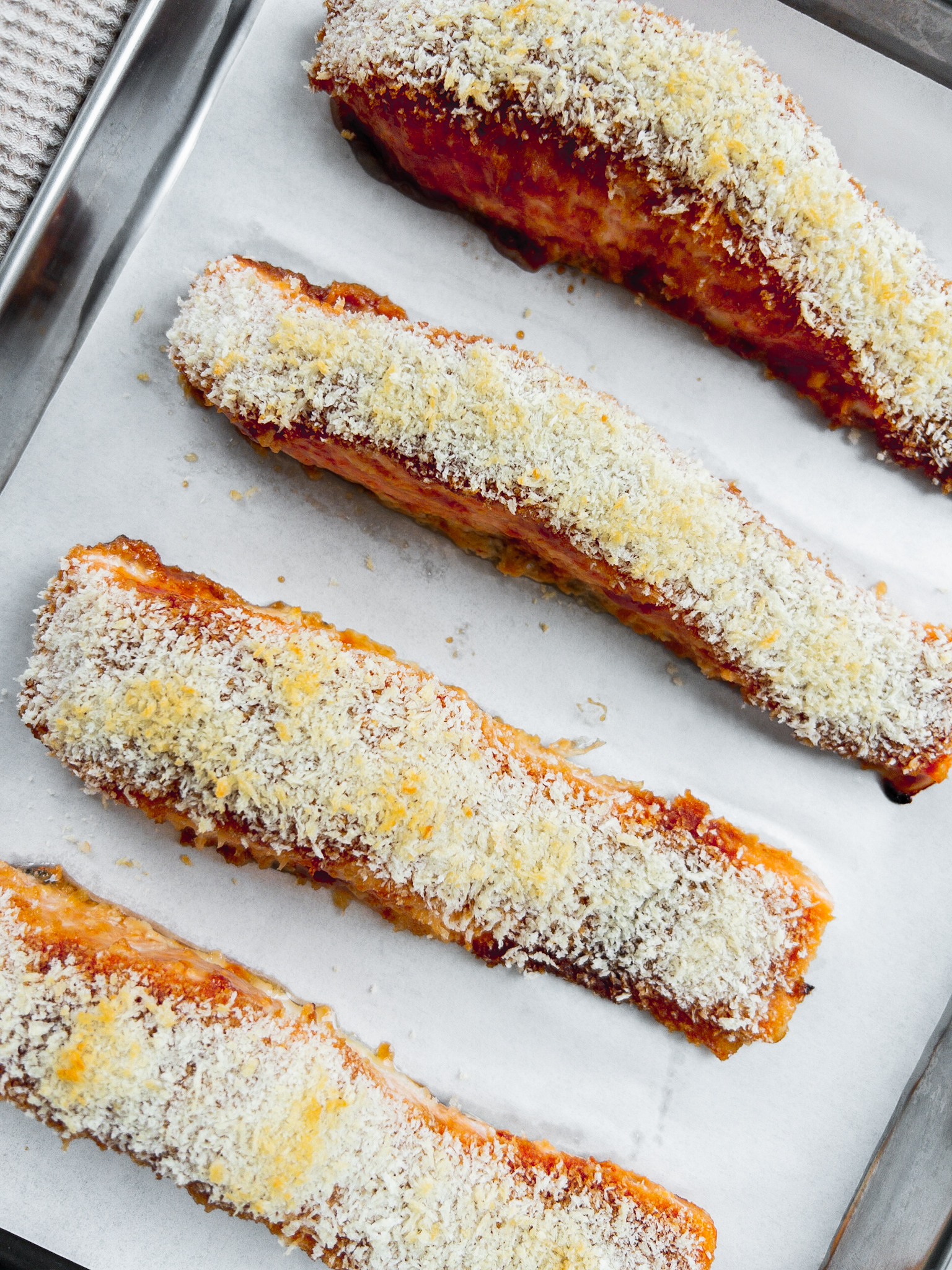 Sticky Panko Salmon - honey soy salmon