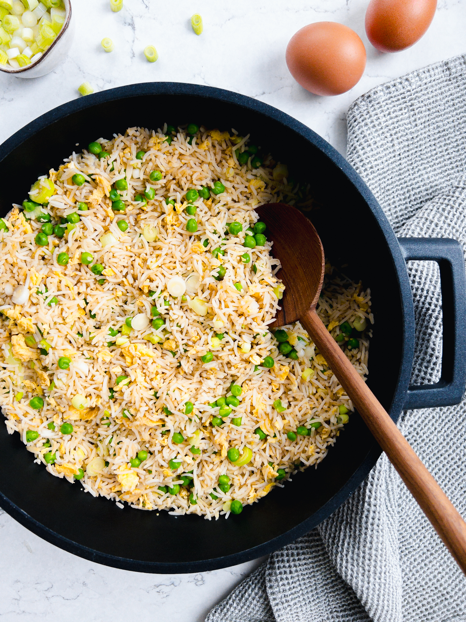 Egg Fried Rice with Peas - family meals 