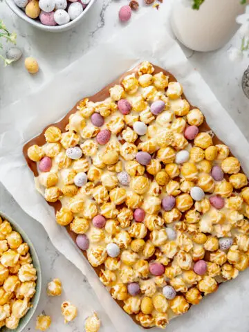Mini Egg Popcorn Bark - Family recipes