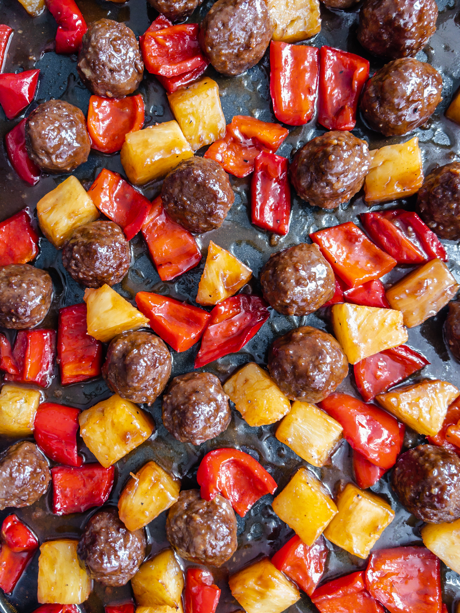 Easy Hawaiian Meatballs Traybake Sheetpan