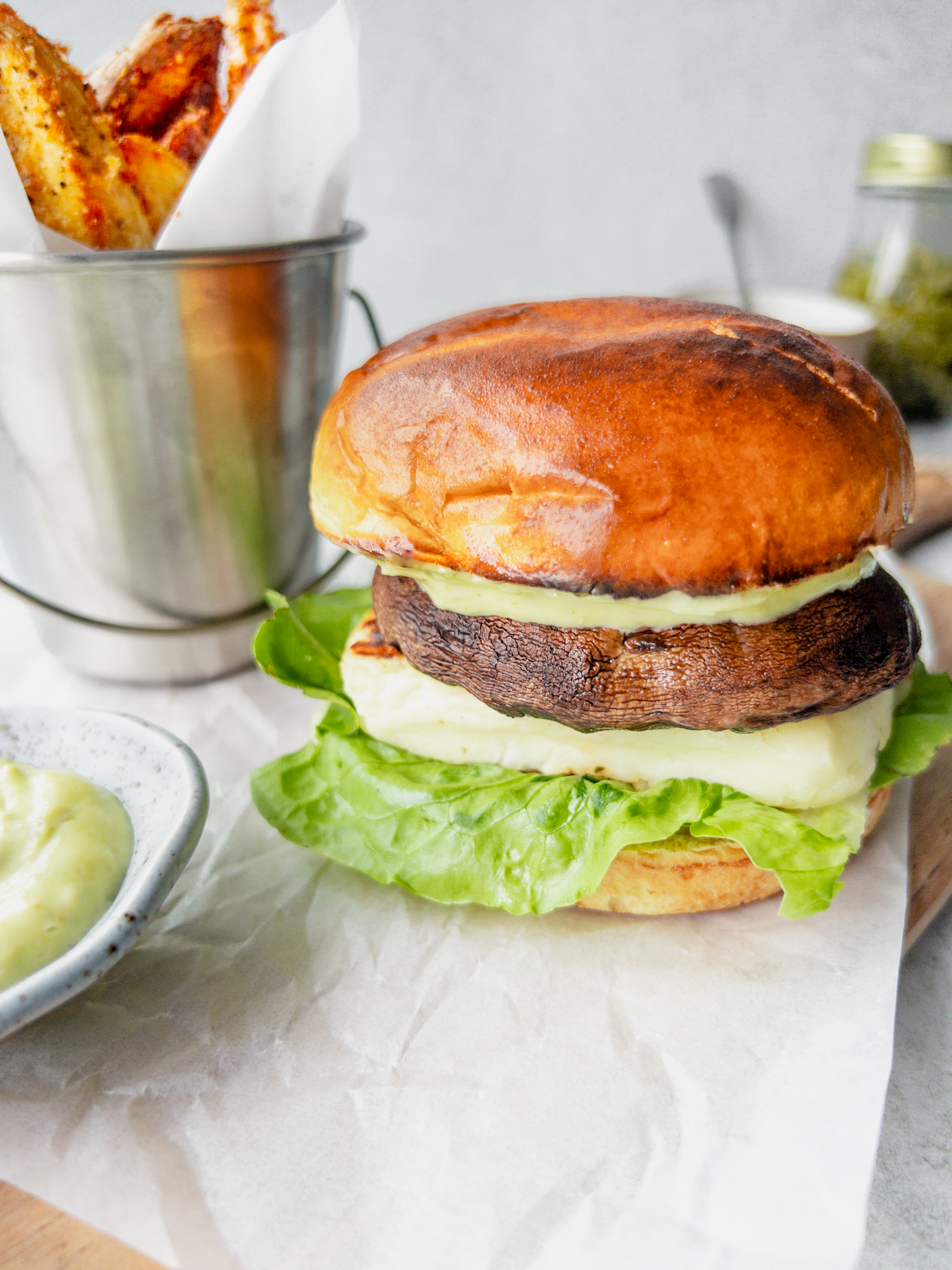 Halloumi and Mushroom Burger - family meals