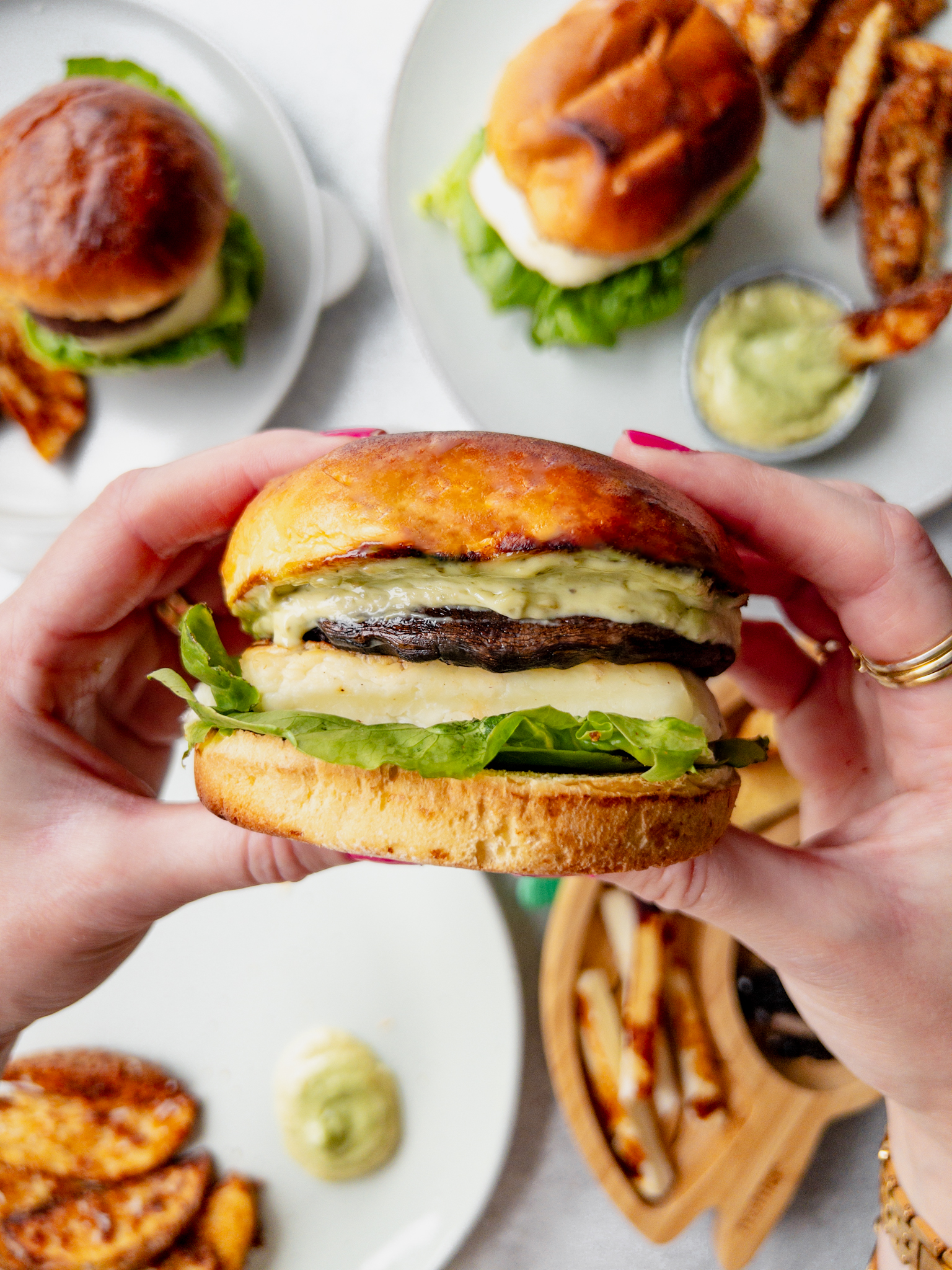 Mushroom Halloumi Burger - family meals