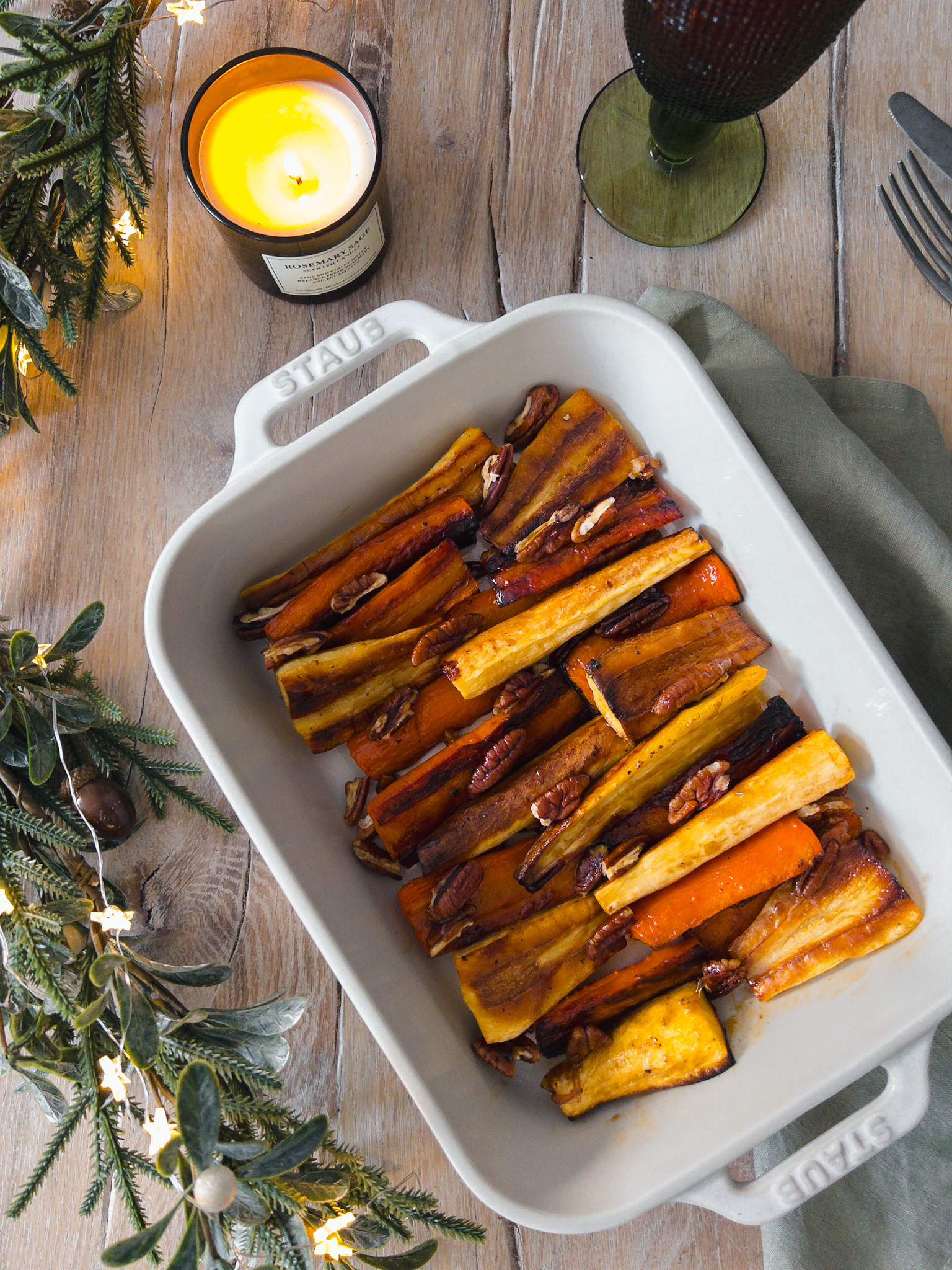 Maple Roast Carrots and Parsnips with Pecans - Roast Side Dish