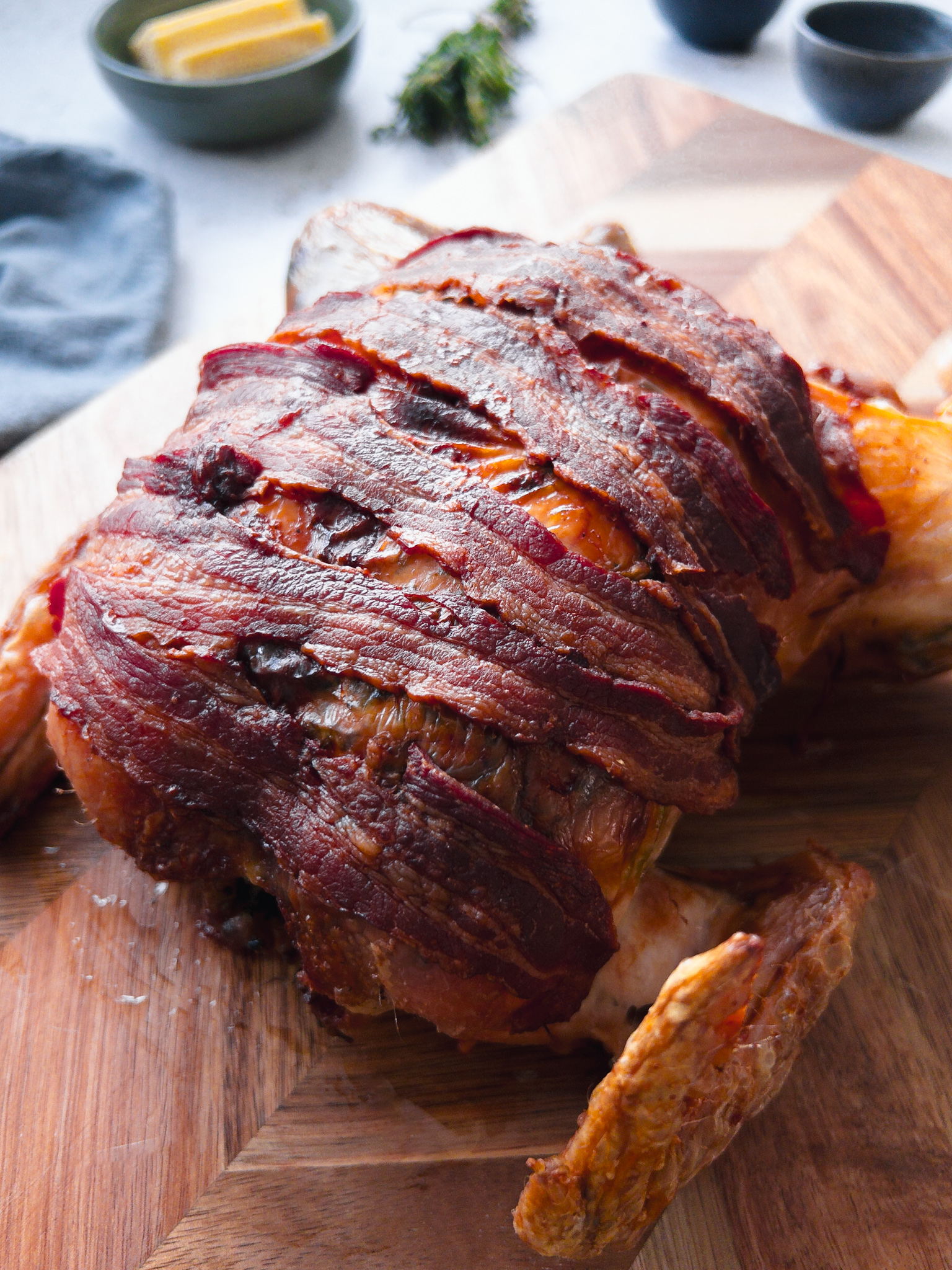 Thyme roast chicken - with bacon - christmas recipes