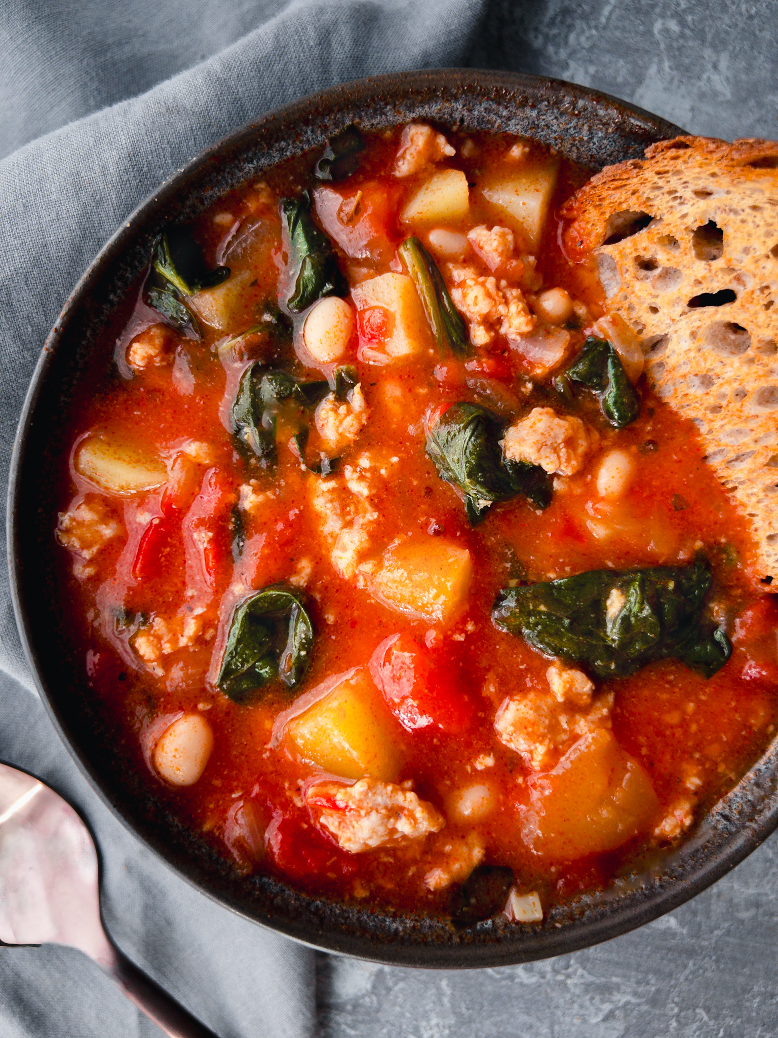 Sausage & Tomato Soup - Sausage and White Bean Soup - family meals 