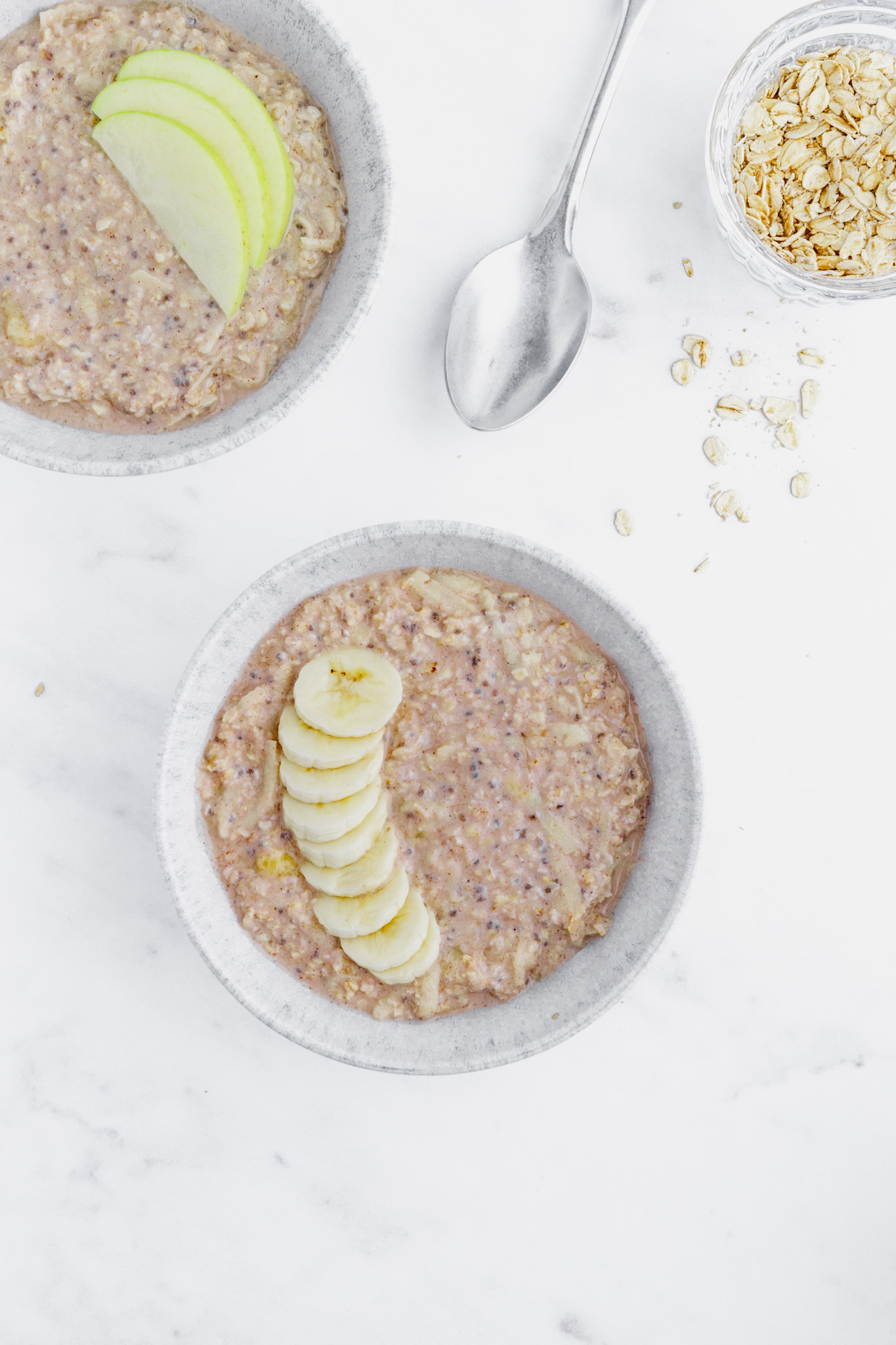 Apple and banana overnight oats with peanut butter