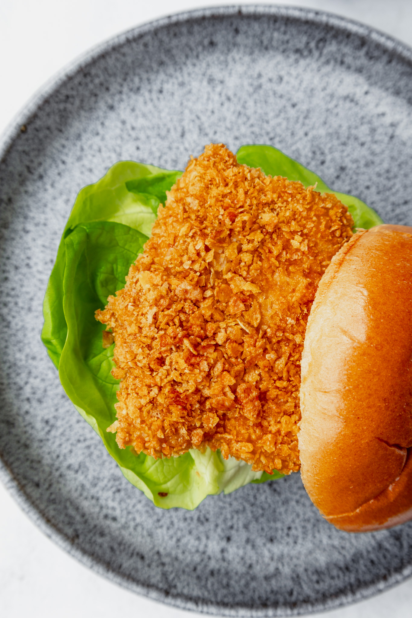 Cod Fillet Burger with Cornflake Crust - oven baked
