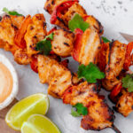 Mango and lime chicken skewers