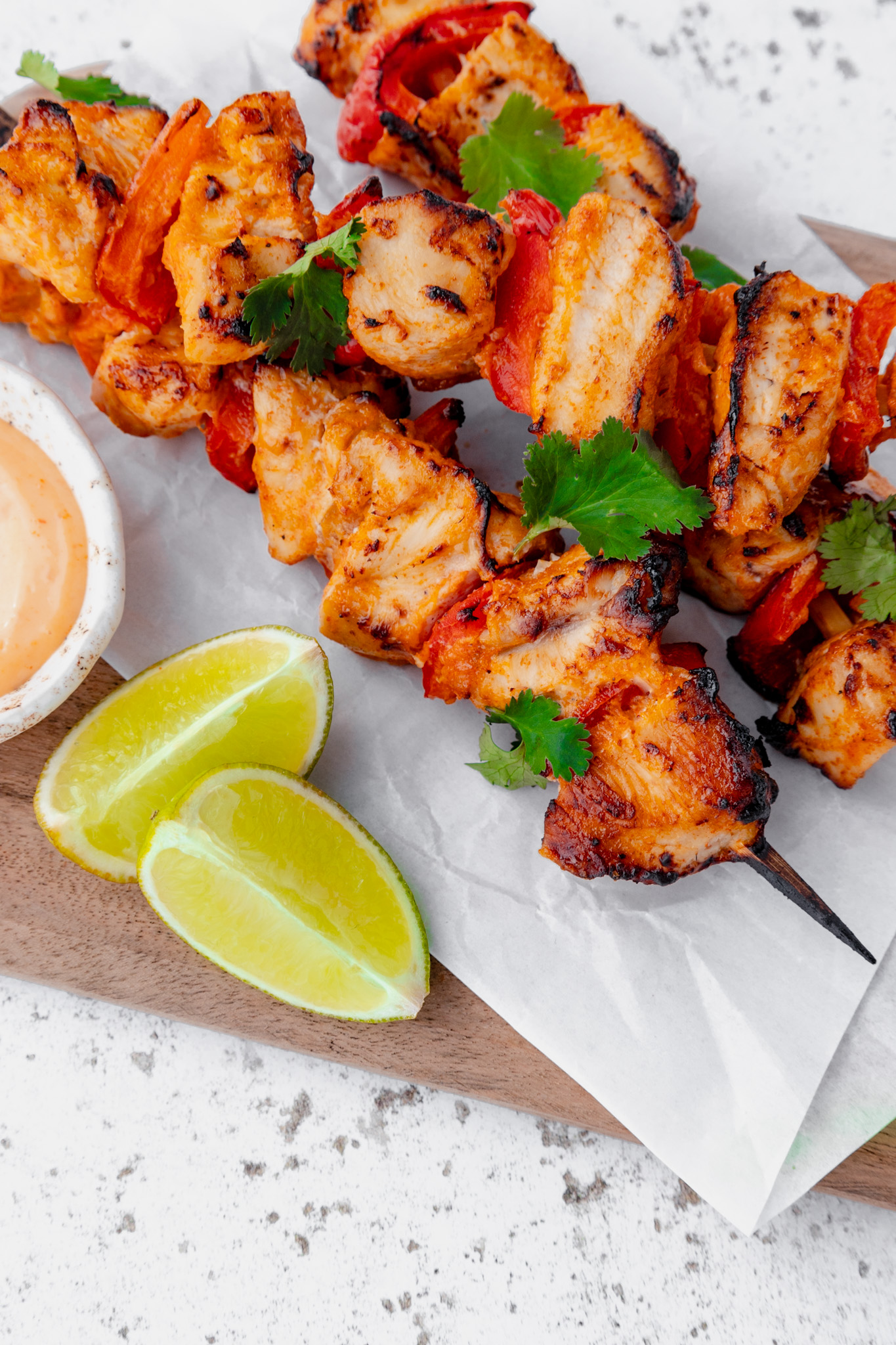 Mango and lime chicken skewers - kebabs