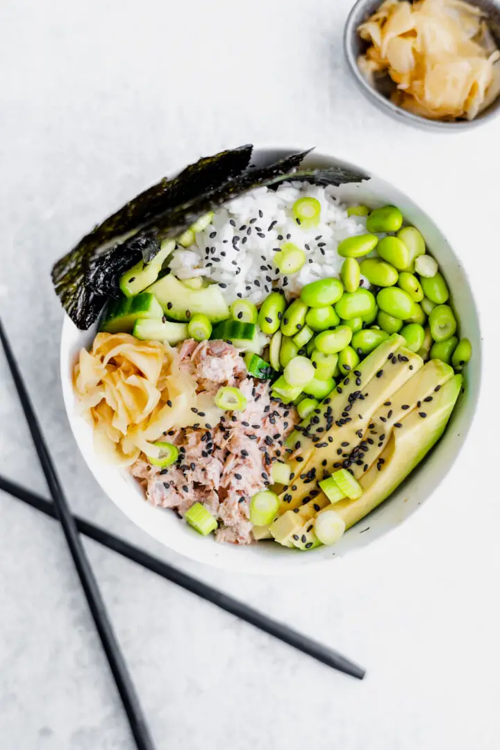 Canned tuna sushi bowl recipe - spicy tuna sushi bowl - family meals
