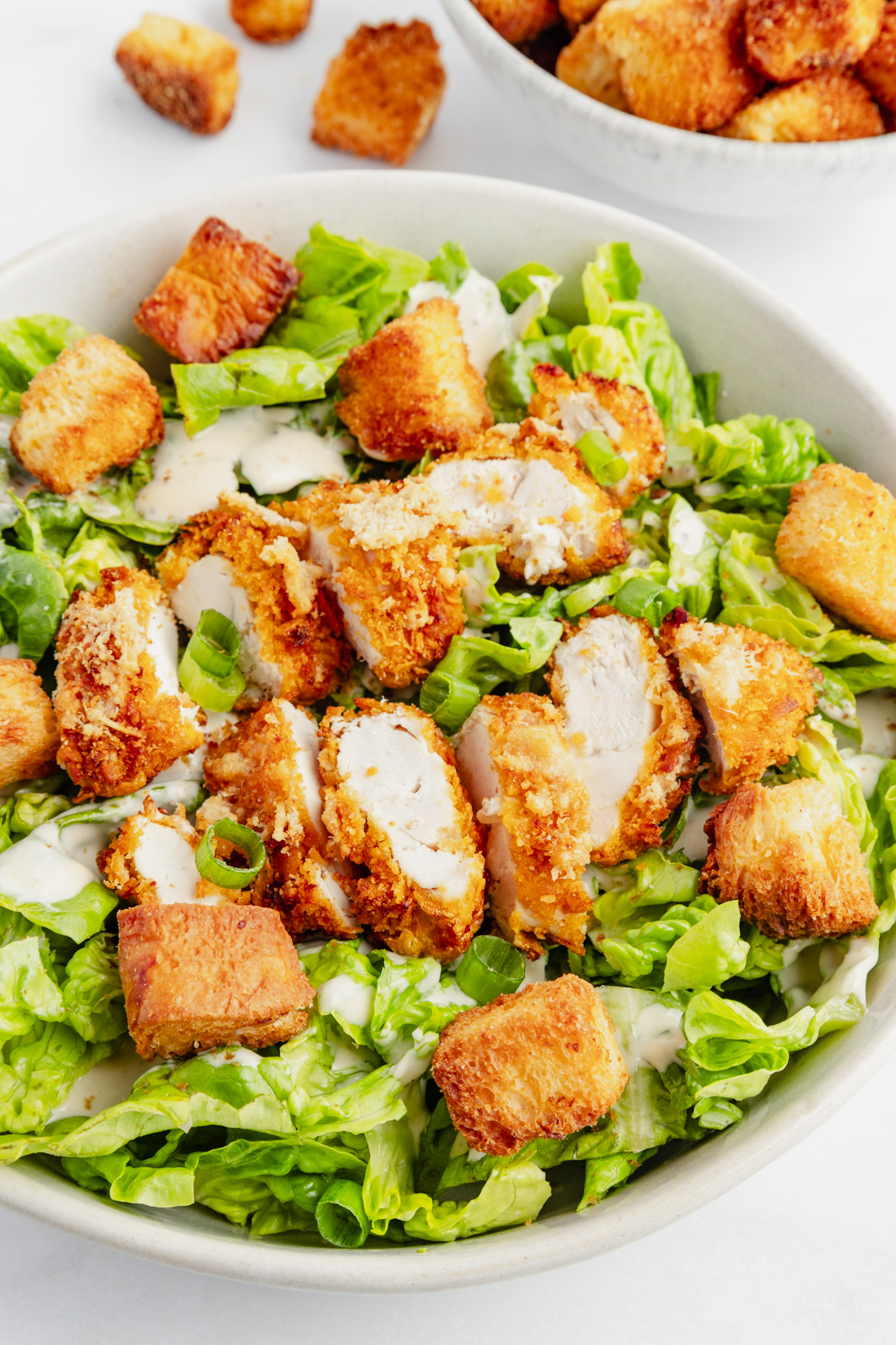 Caesar Salad with Brioche Bread Croutons - easy croutons