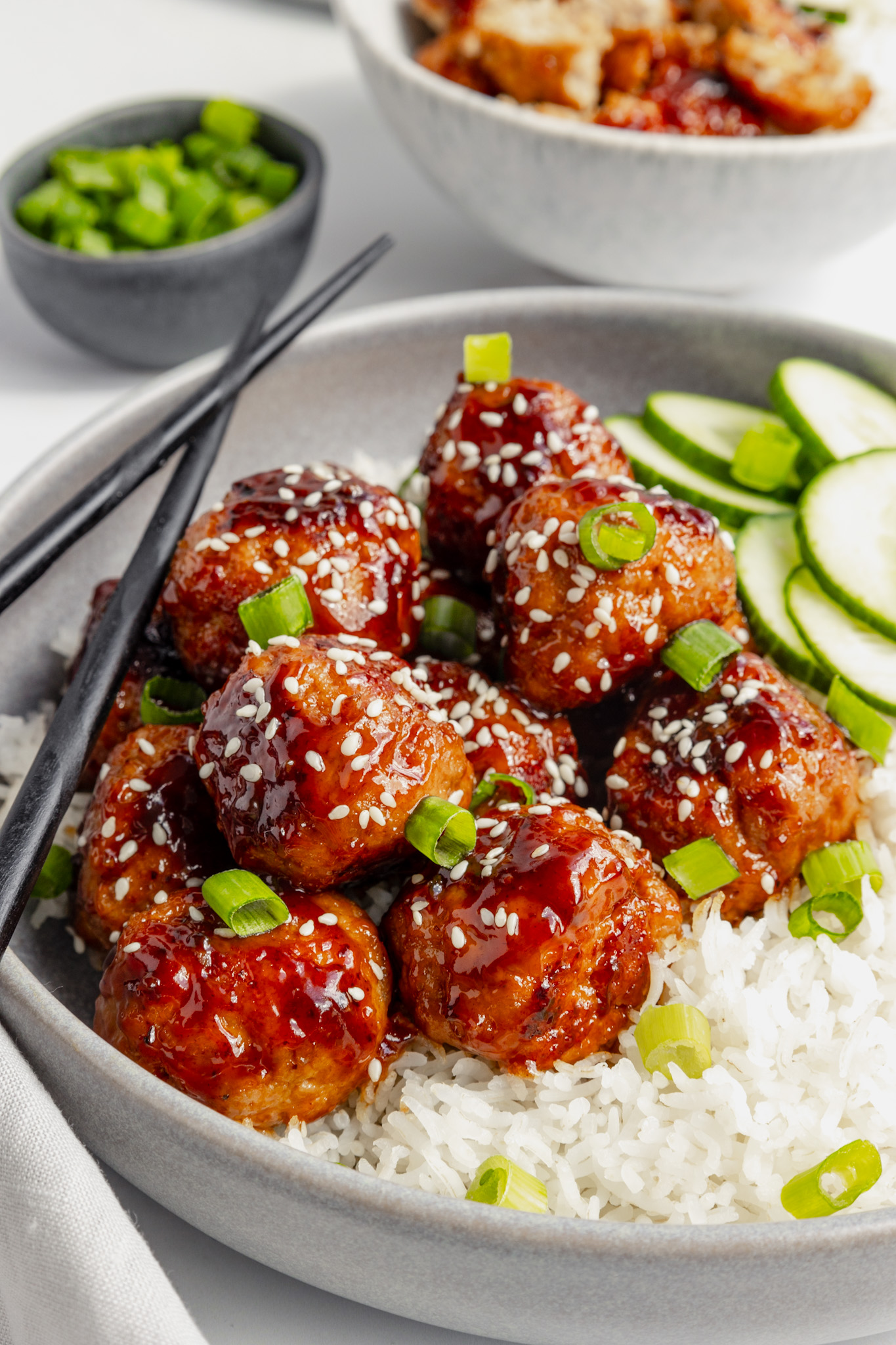 Sticky asian style pork meatballs - family meals
