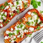 Baked Butternut Squash with Feta and lemon herb dressing - parsley and coriander dressing