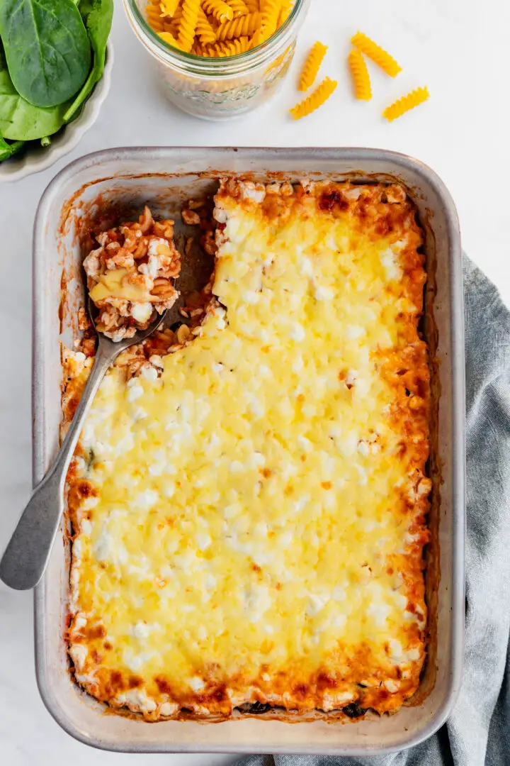 Chicken and cottage cheese pasta bake - with chicken mince