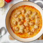 Cheesy beef meatballs with hidden vegetable sauce