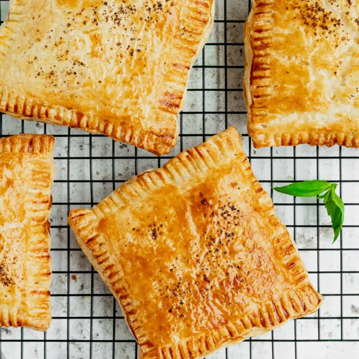 Boursin Chicken Puff Pastries On a cooling rack