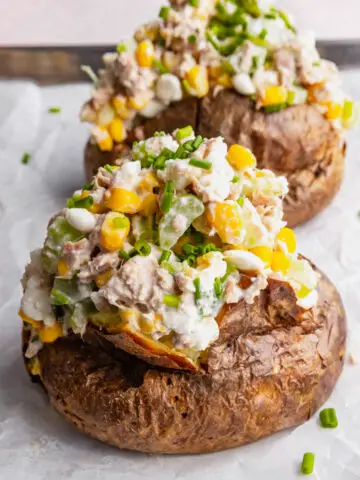 Jackie potato tucked with tuna and cottage cheese salad