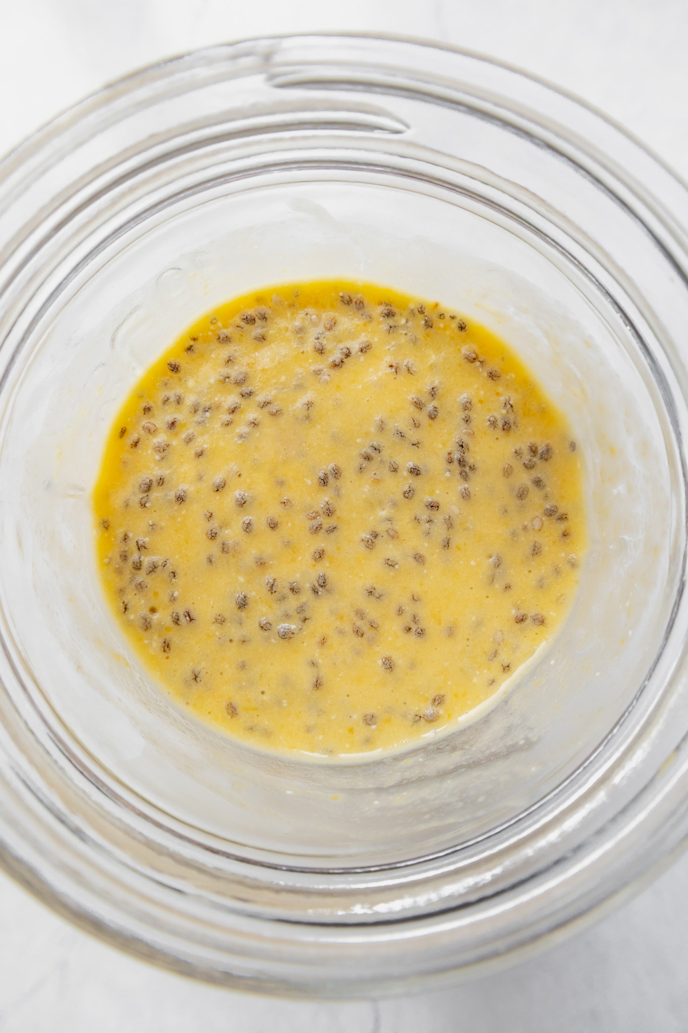 Peach cottage cheese chai pudding in a jar