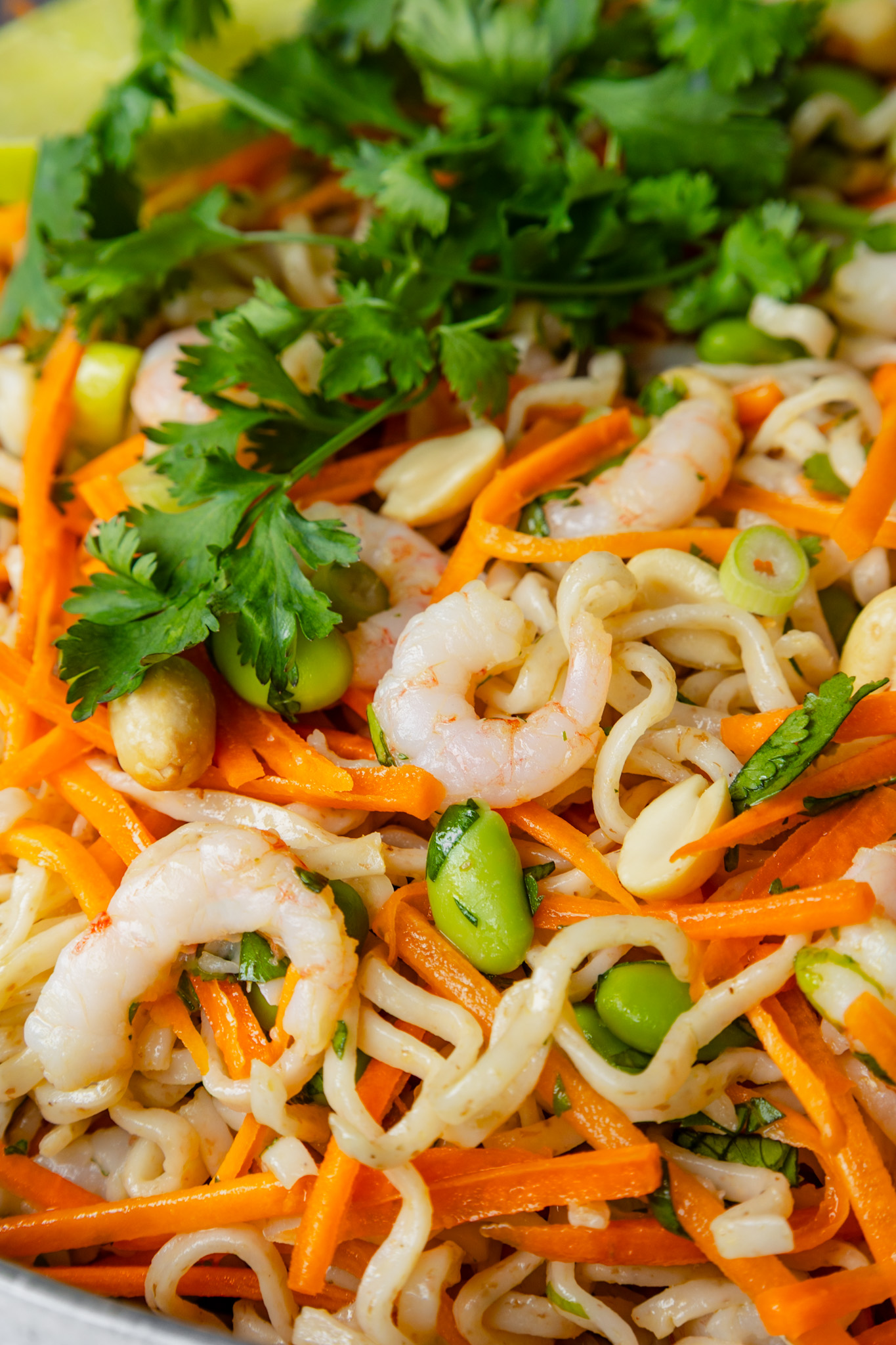 Asian Prawn Noodle Salad close up