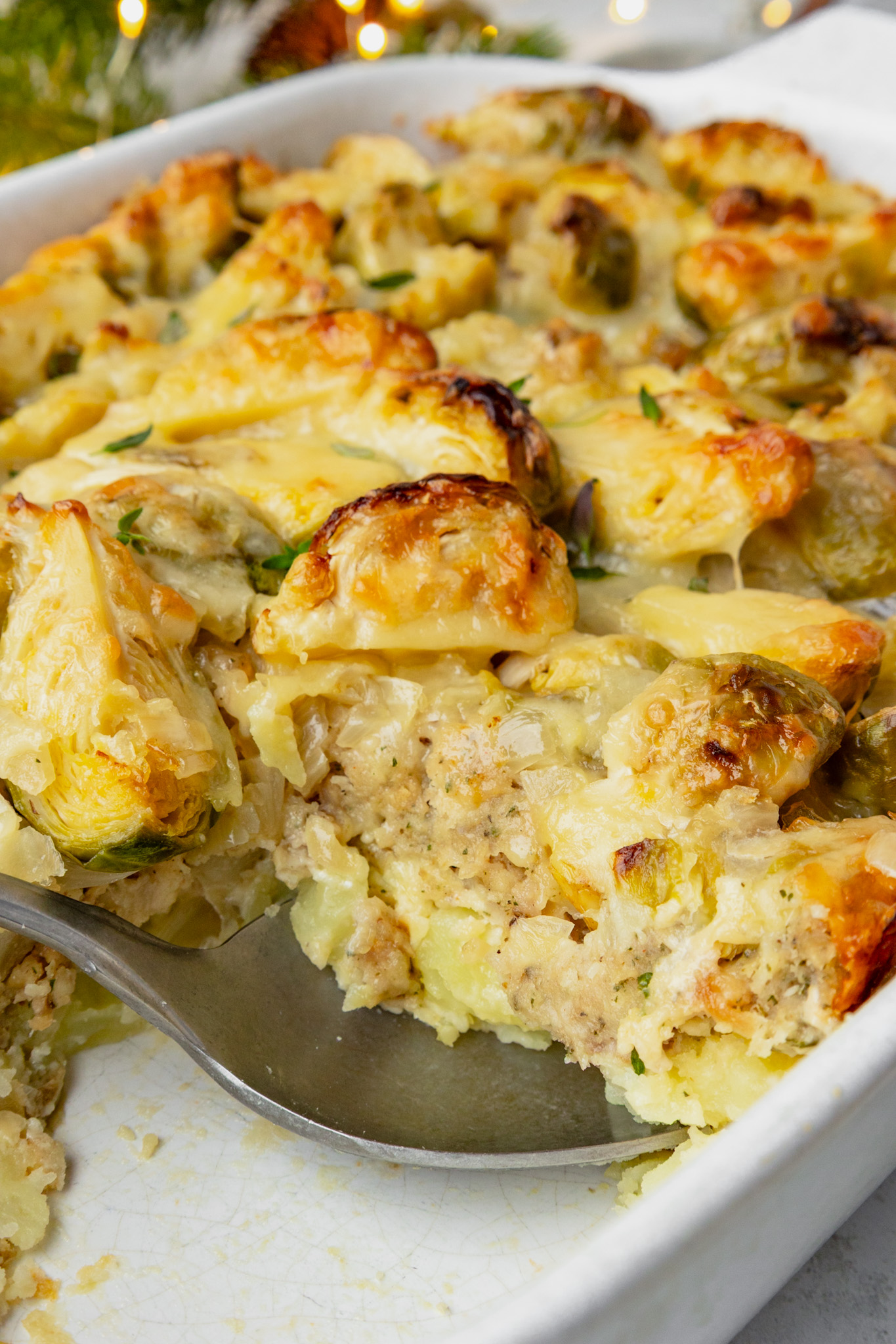 Sausage Stuffing Bake - creamy sausage and potato bake