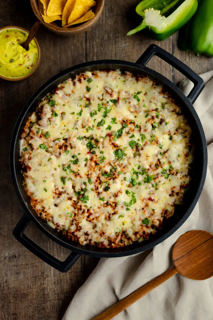 One pan cheesy mexican beef and rice recipe