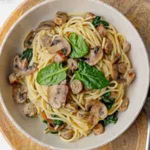 Carbonara with Sausage & Mushrooms