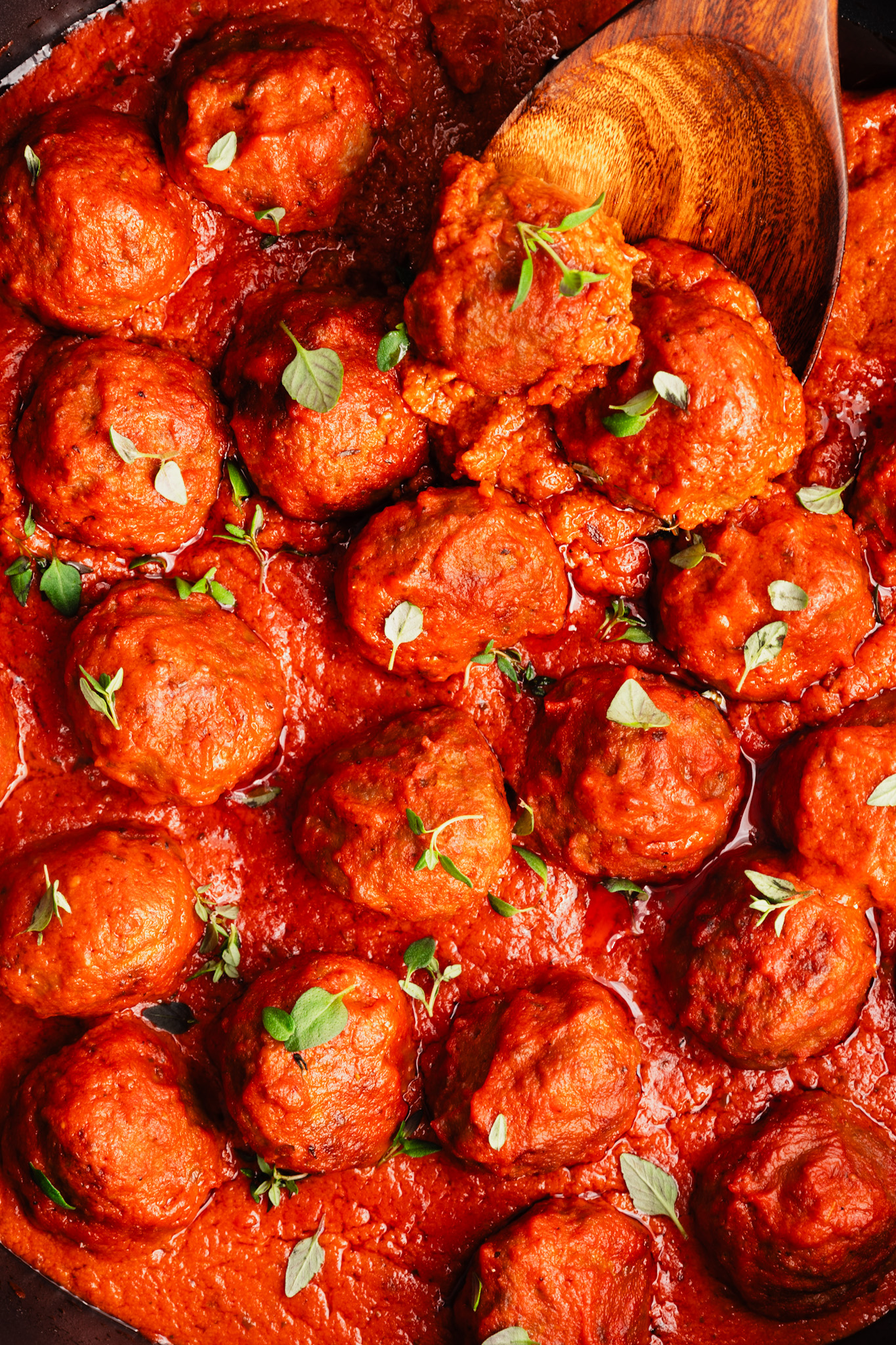 Creamy Tomato Meatball Sauce - meatballs and red sauce