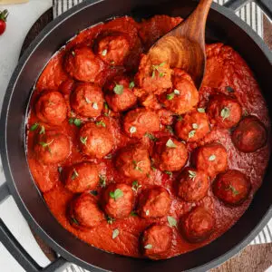 Creamy tomato meatball sauce