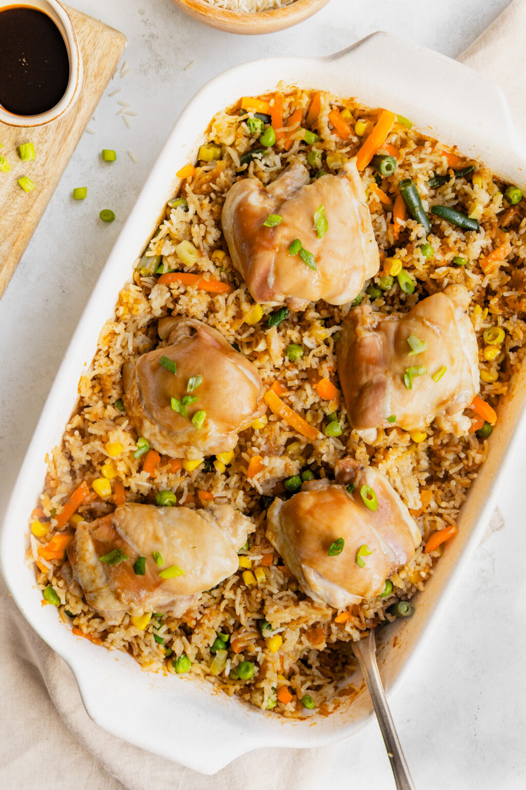Chicken Loaded Rice Baked Chinese Chicken and Rice - Together to Eat - Family Meals