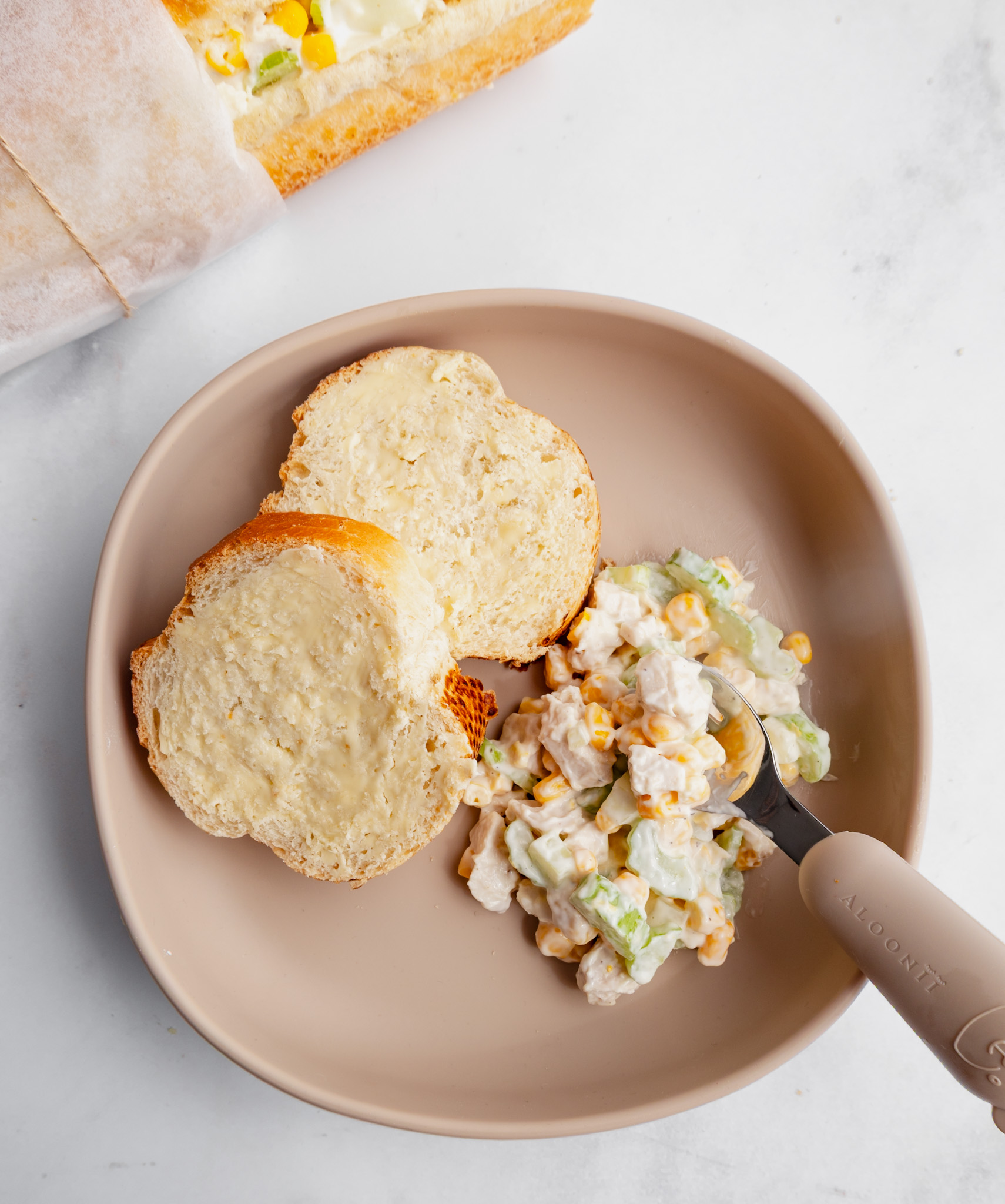 Family meals suitable for baby weaning and toddlers - chicken salad