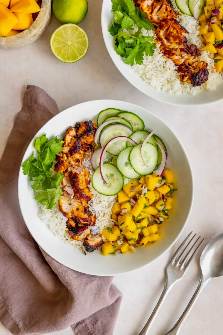 Curried Salmon Bowls - air fryer salmon bowls