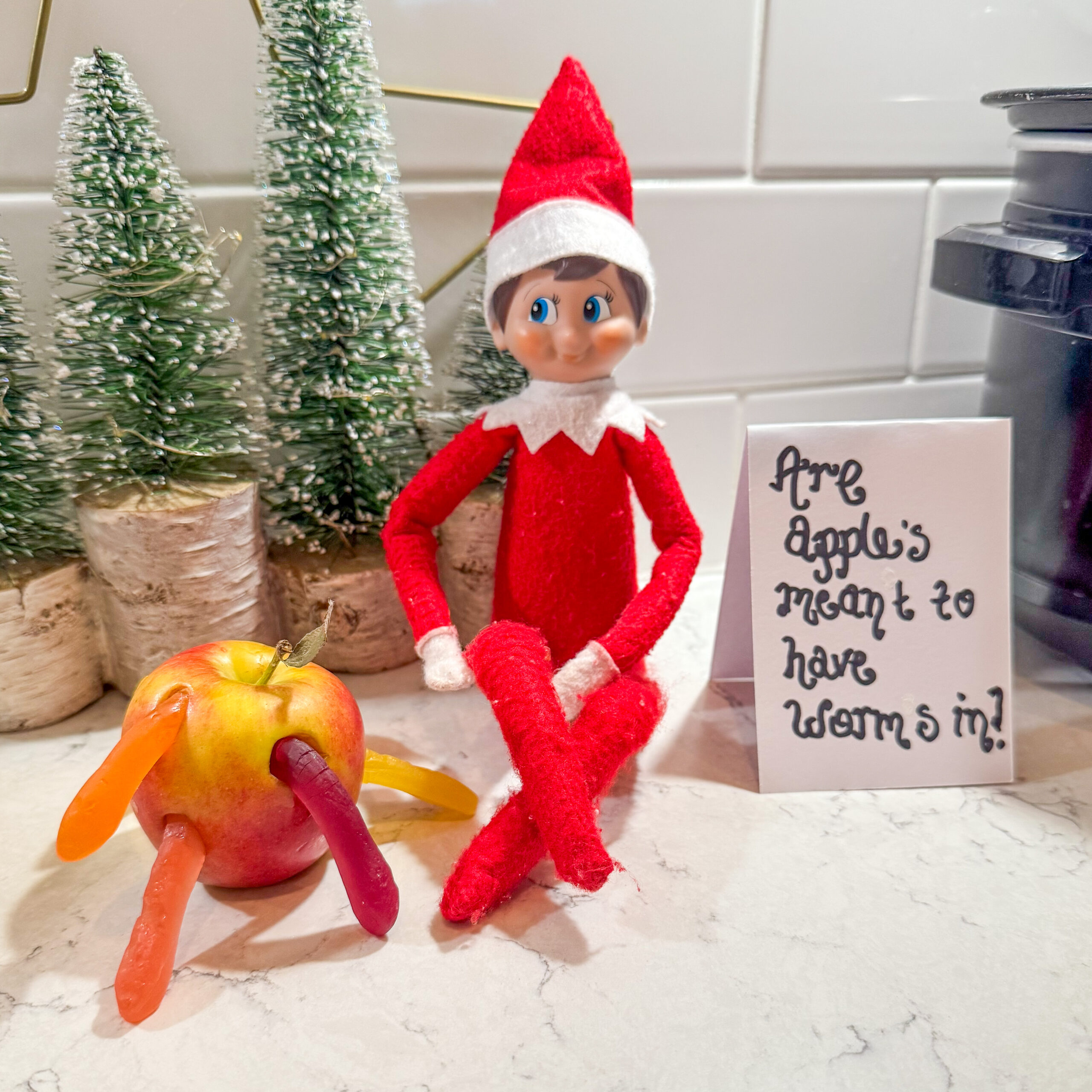 Rotten apples with worms - - elf on the shelf food ideas