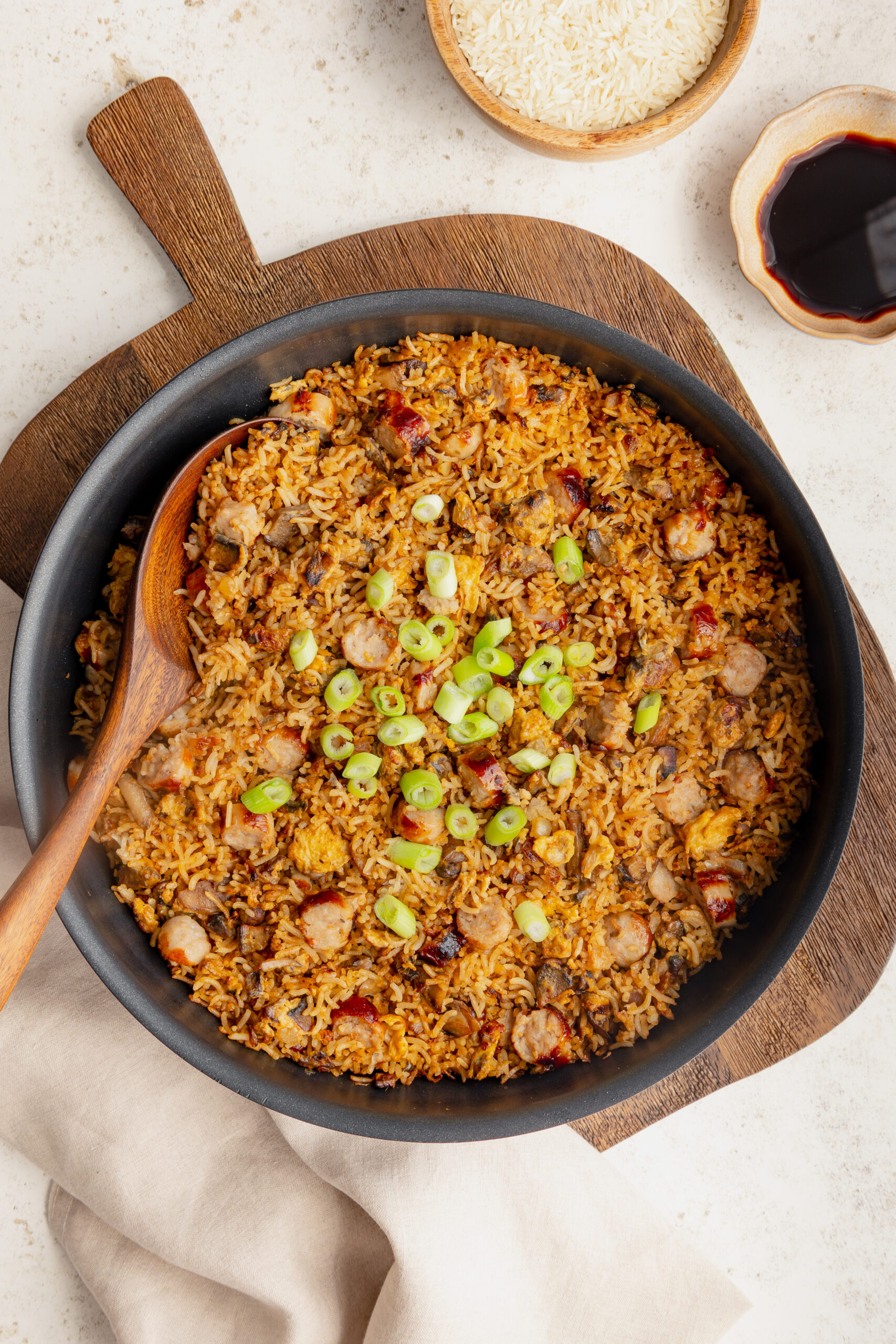 Sausage Fried Rice with mushrooms