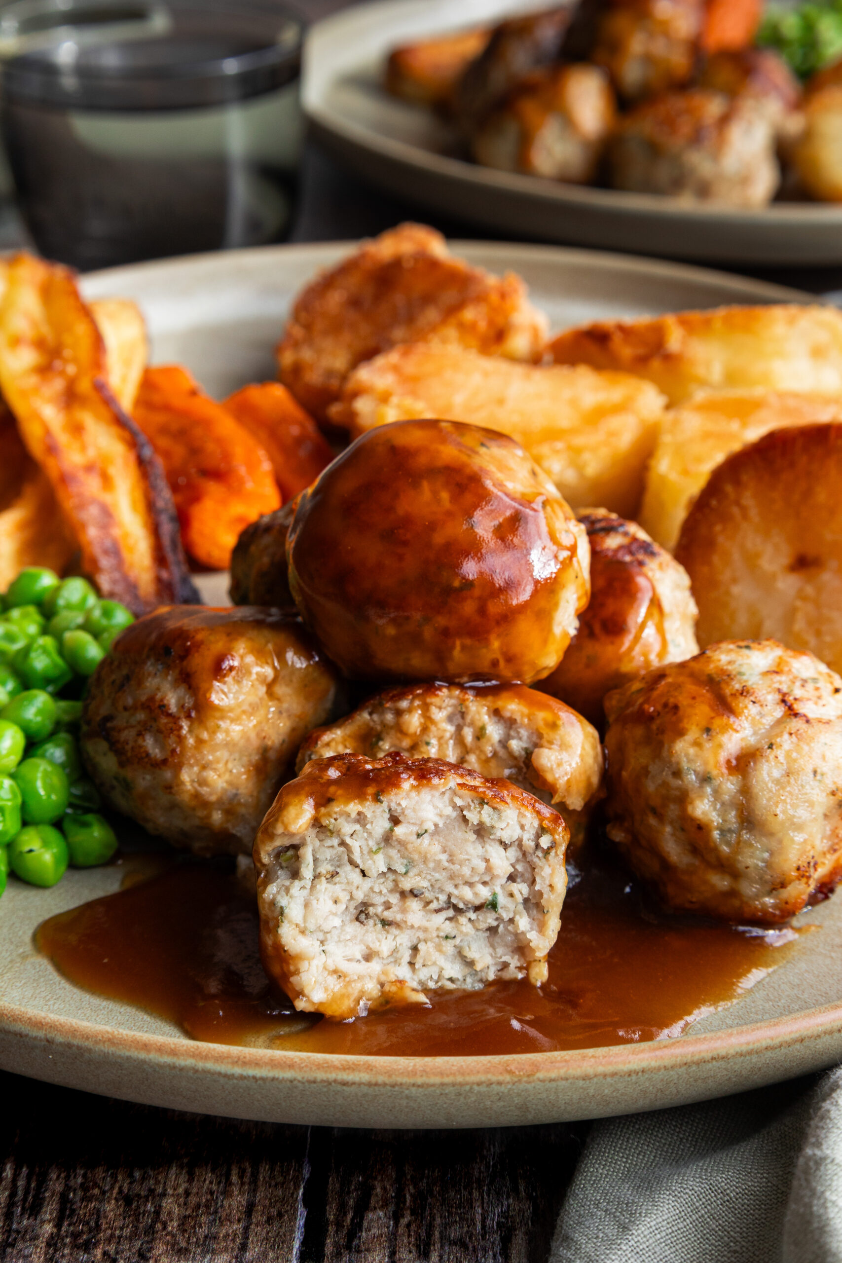 Chicken sausage and sage meatballs - easy roast dinner